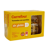 Tostadas con semillas Carrefour 130g. sin TACC y sin lactosa